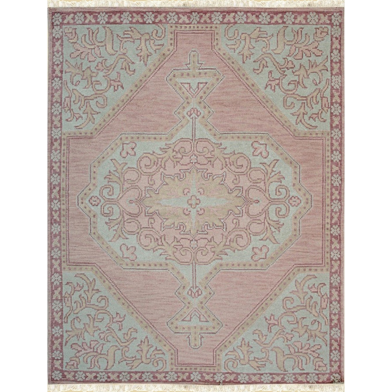 Home Decor EORC Hand-Knotted Wool Oriental Design Rug Elegant Pink Area Rug for Living Room, Bedroom, Office, & Home Décor