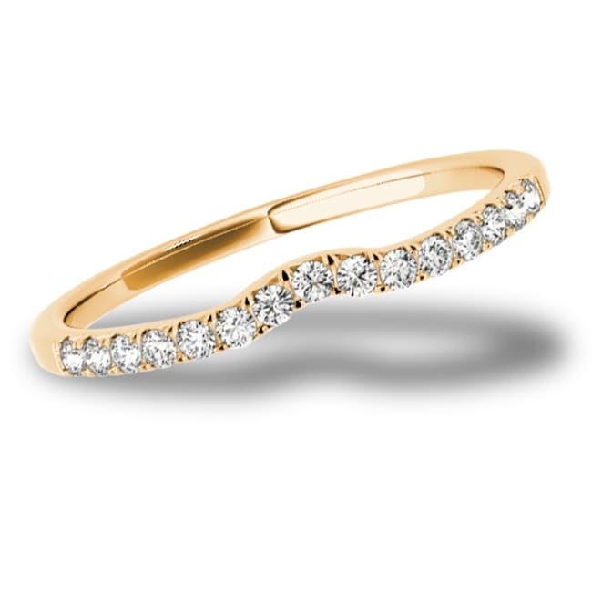 Lucid Styles 14K Gold 0.12 CT Round Cut Curved Freeform Diamond Wedding Ring