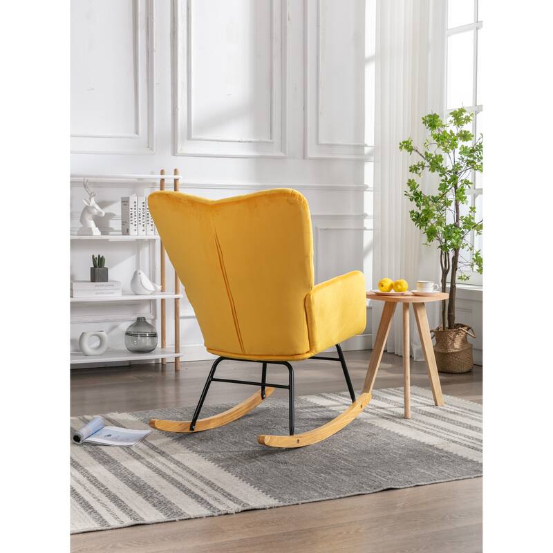 31.5" High Back Buttons Tufted Rocking Chair