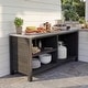 preview thumbnail 12 of 93, 100% Solid Wood Outdoor Kitchen Cabinet Set, Modular Patio BBQ Island Sideboard Buffet Pantry 51.2"low cabient(Black Wood)