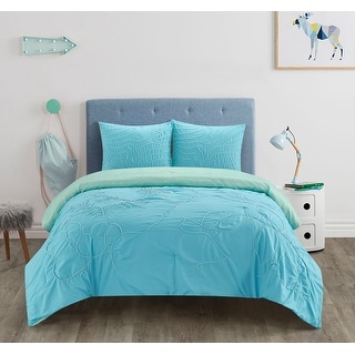 Heritage Kids Flowers and Waves Tufted Embroidery Kids Comforter Set