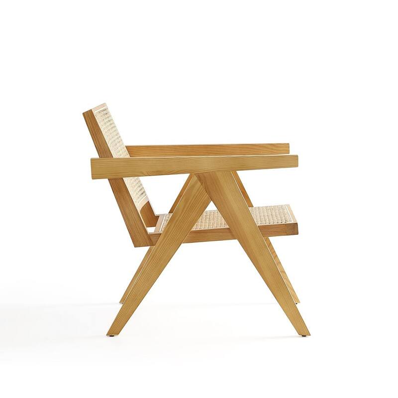 Manhattan Comfort Hamlet Accent Chair in Black and Natural Cane