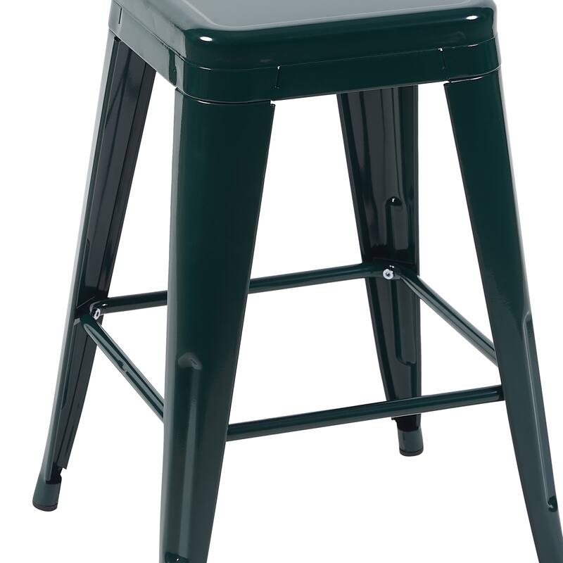 AC Pacific 24 Inch Industrial Stackable Metal Counter Stools Set of 2