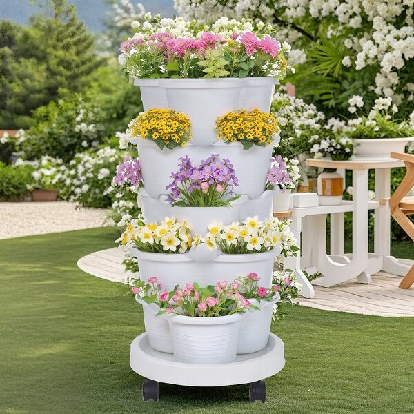 アントステラ　プランター 5-Tier Vertical Stackable Planter, 40-Plant Capacity - Bed Bath