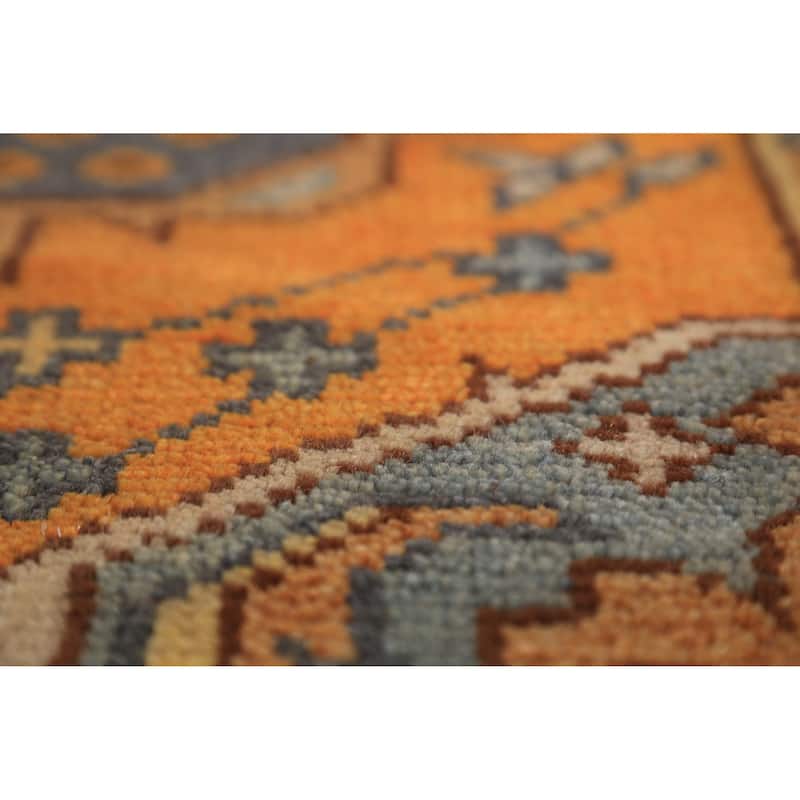 Orange Kazak Indian Runner Rug Hand-Knotted Wool Carpet - 2'6"x 9'11"