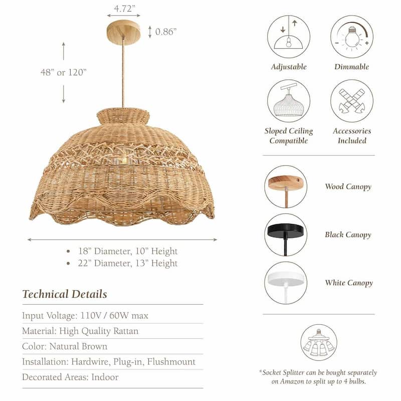 Le Perle Rattan Pendant Light
