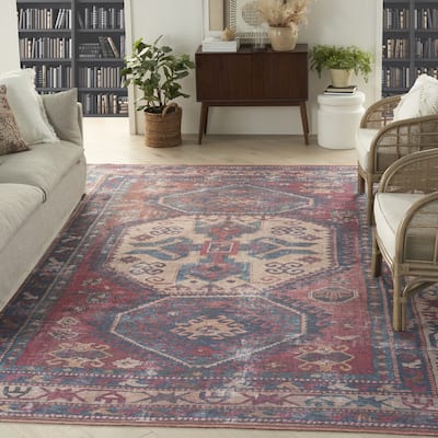 New Concept Washables Machine Washable Vintage Boho Medallion Area Rug