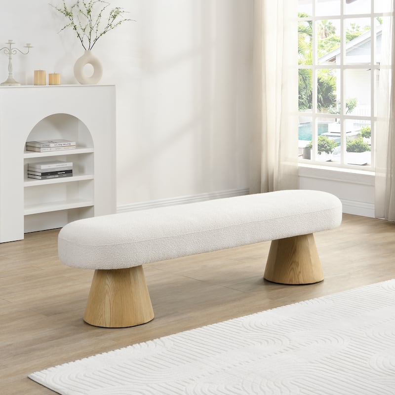Christopher Knight Home - Parker Fabric Dining Bench - Beige Boucle