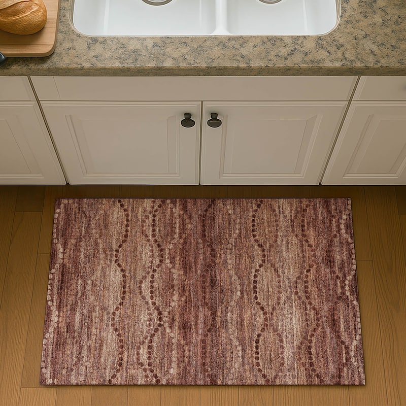 Premium Washable Super Soft Boho Stripes Mayfield Rug - Paprika - 1'8" x 2'6"