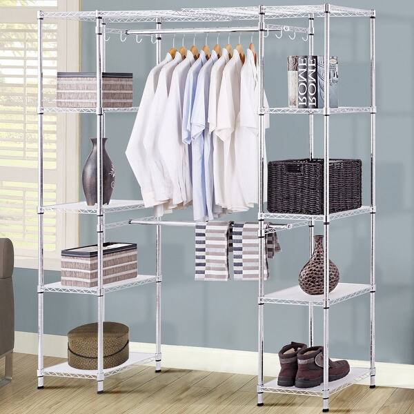 Shop Gymax Expandable Closet Organizer Free Standing Clothes