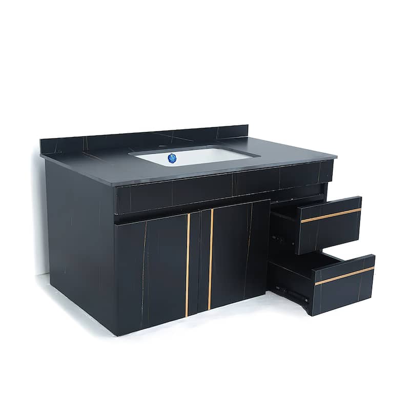 Modern 36'' Single Bathroom Vanity with Faux Stone Countertop