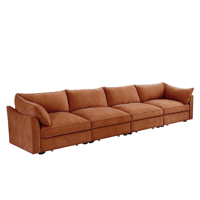 GDFStudio - Super Large 4-Seater 146.4" Chenille Sofa with Storage Pull-Out Drawers