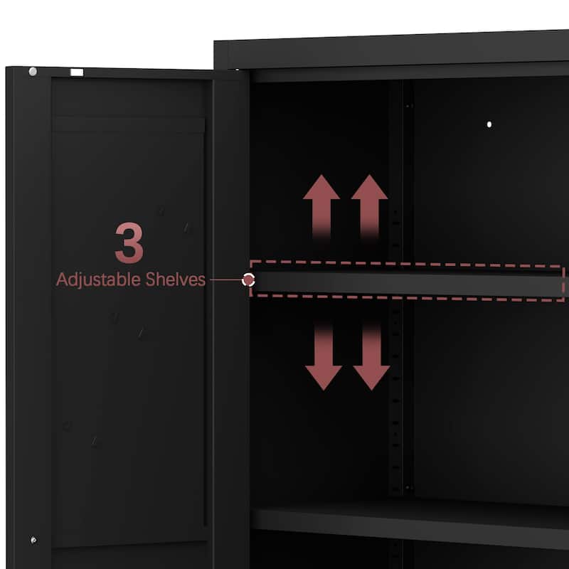 2 Doors Metal Storage Cabinet Kitchen Pantry Cabinet With Adjustable Shelves all Steel Cabinet Locker