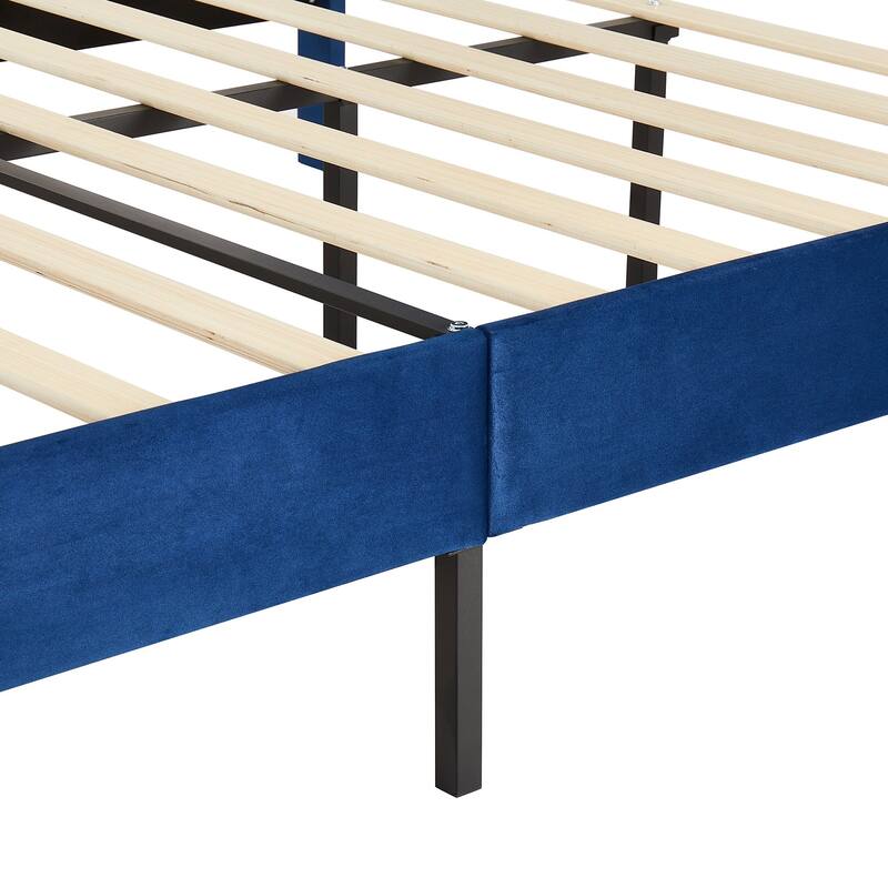VECELO Adjustable Height Velvet Upholstered Bed Diamond Tufted Headboard with 7.8" Underbed Storage No Box Spring Needed