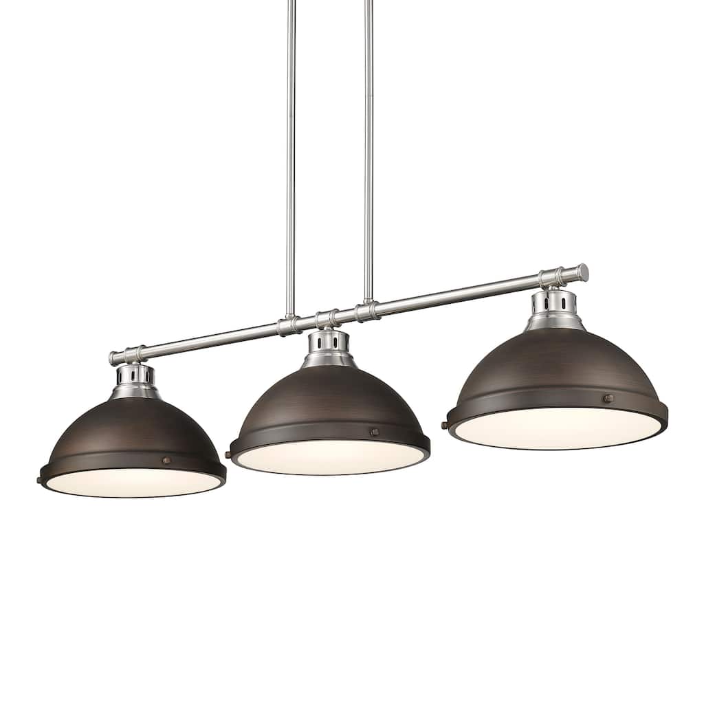 Yep by Golden Lighting Duncan 3-light Island Light in Pewter and Rubbed Bronze shade