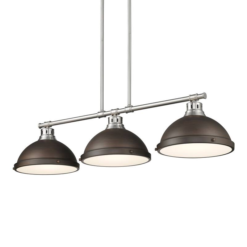 Yep by Golden Lighting Duncan 3-light Island Light in Pewter and Rubbed Bronze shade
