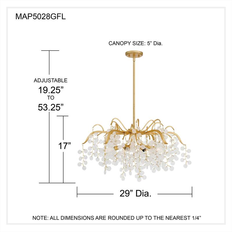 Maple 6-Light Gold Leaf Chandelier