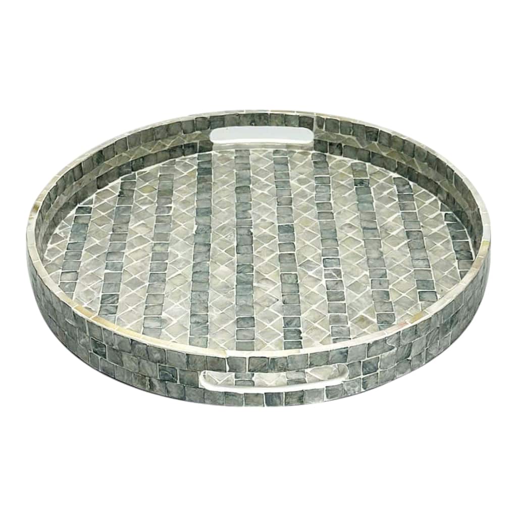 Wood Capiz Decorative Tray Shell Inlay Frame for Stylish Accent Piece - 15.75" x 15.75" x 2"