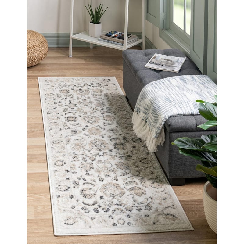 Traditional Taylor Collection Area Rug - Ivory - 2'x8'