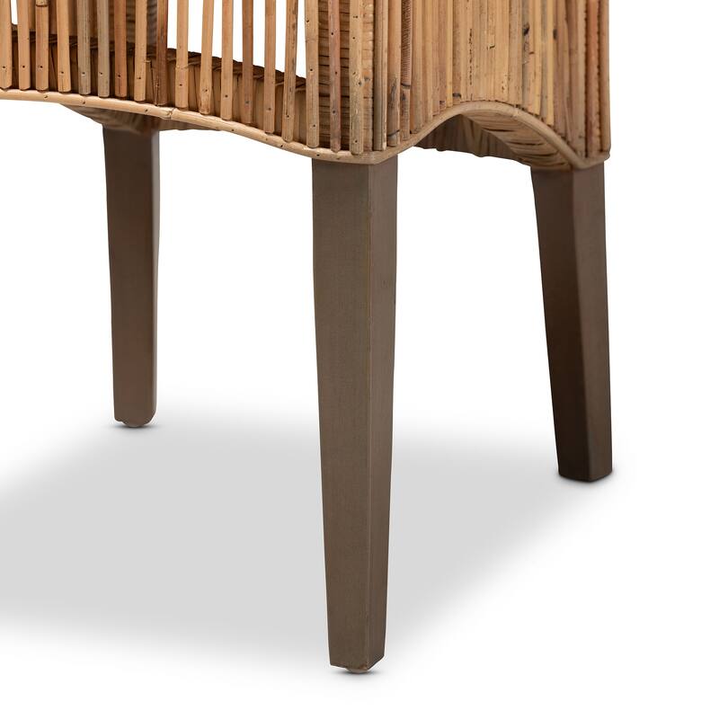 Sullivan Modern Bohemian Natural Brown Rattan 2-Piece Dining Chair Set