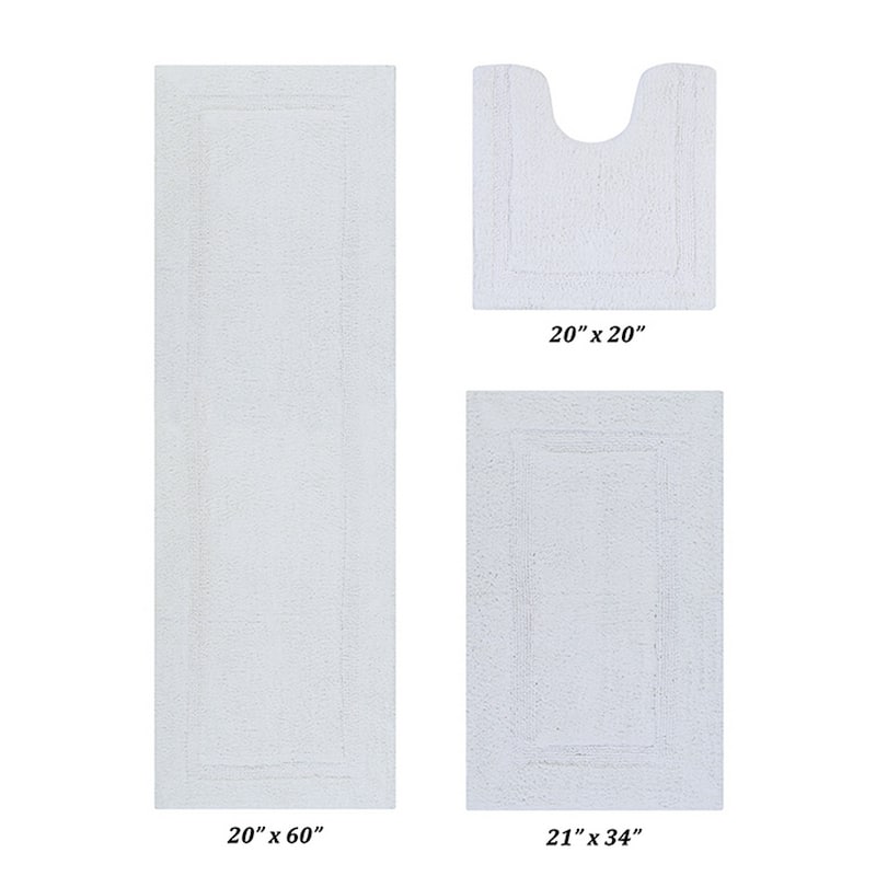Better Trends Bath Rugs Set 100% Cotton Reversible Water Absorbent Bathroom Rug for Shower, Sink, Bath Mats - Lux Collection