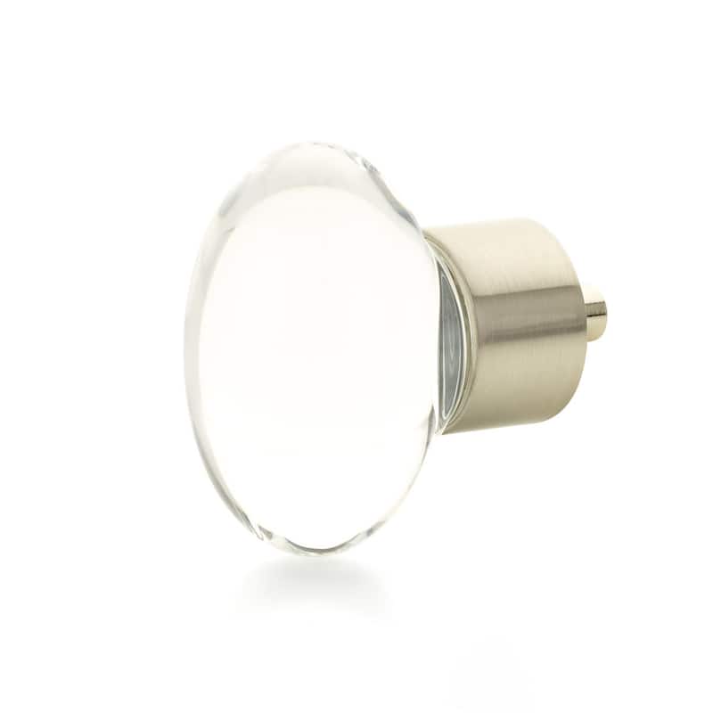Schaub and Company City Lights 1-3/4" Oval Glass Egg Cabinet Knob with - Satin Nickel