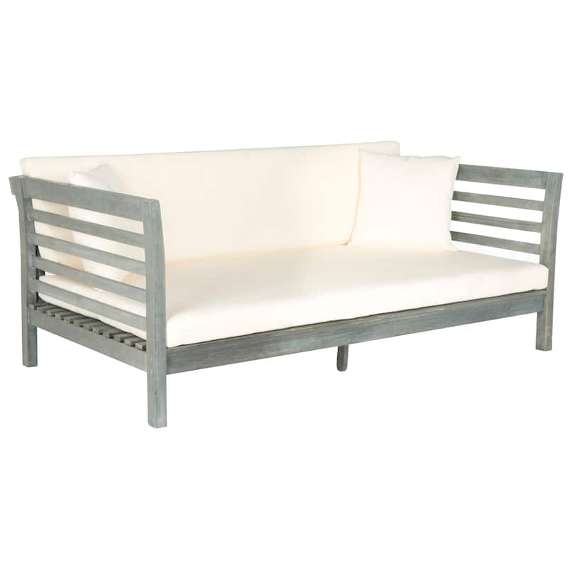 SAFAVIEH Outdoor Eriona Acacia Wood Cushioned Daybed - 39W x 27D x 72H