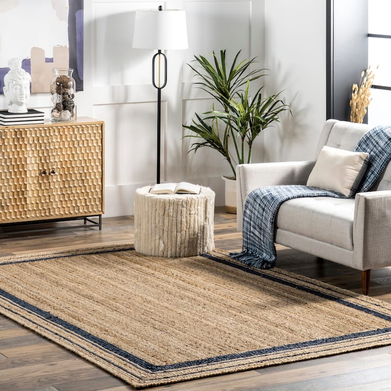 Nuloom Rikki Coastal Braided Jute Area Rug - 4' x 6' - Navy