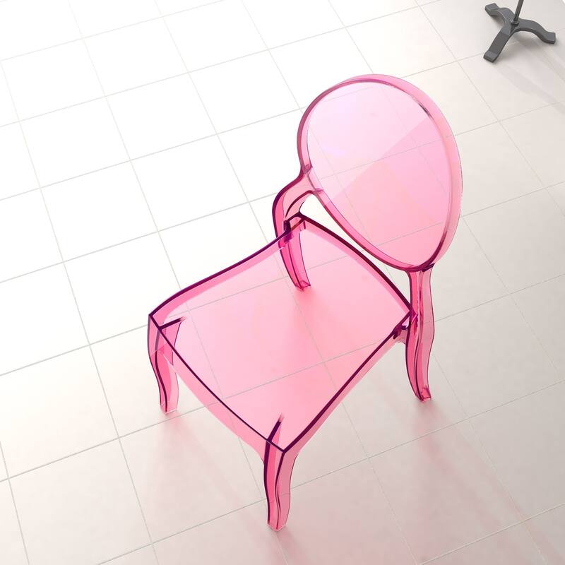 35.5" Pink Transparent Outdoor Patio Bistro Chair