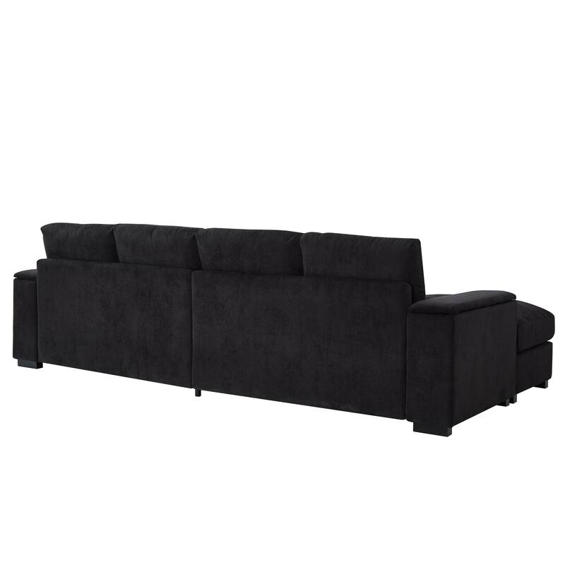 U-Shaped Sectional Sofa with Movable Ottomans, Comfy Corduroy Deep Seat Sofa, Large 4 Seat Sofa with Storage Armrests