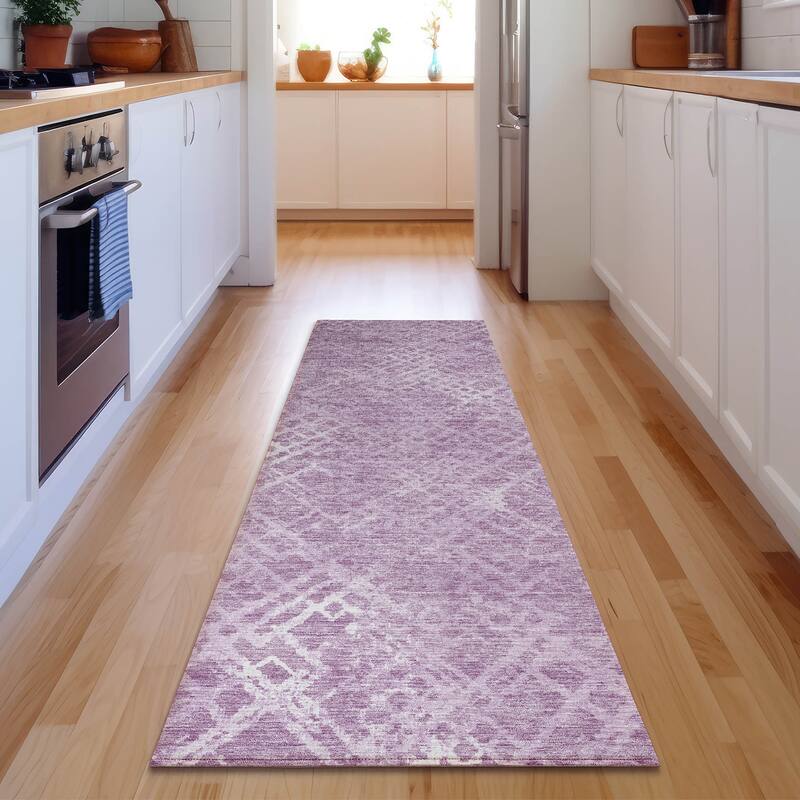 Premium Washable Super Soft Modern Trellis Mayfield Rug - Lavender - 2' 3" x 7' 6" - Runner