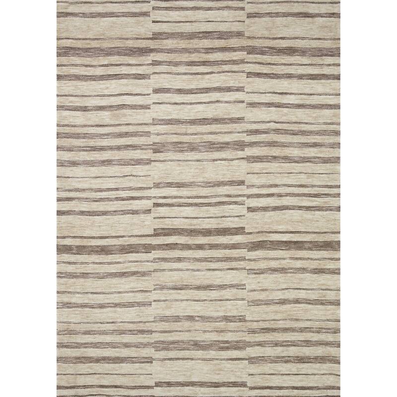 Alexander Home Hudson Modern Abstract Stripe India Area Rug - 7' 9" x 9' 9" - Taupe - Rectangle
