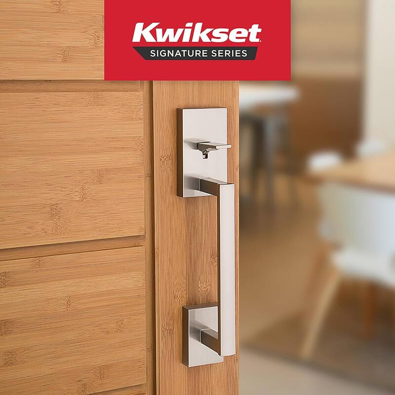 Kwikset San Clemente Front Door Handle No Lock, Entry Handleset , Satin Nickel