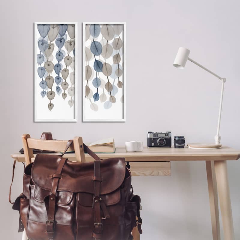 Stupell Neutral Opaque Cascading Leaves Framed Giclee Art Design by Albert Koetsier (Set of 2)