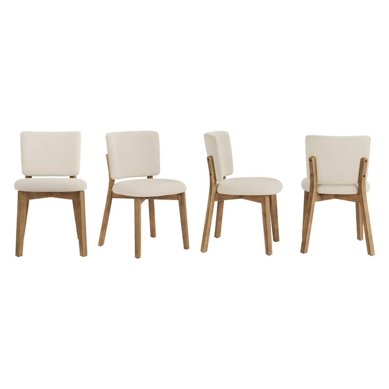 Fabric Upholstered Dining Chairs Set of 2/4 with Wooden Legs, Modern Kitchen Dining Chairs with Back, Walnut Flaxen