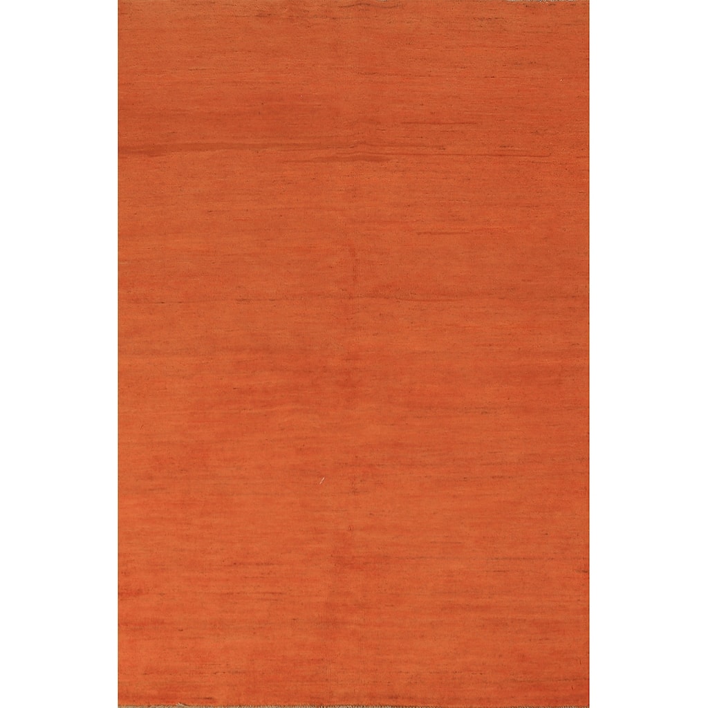 Orange Gabbeh Modern Rug Handmade Modern Wool Carpet - 3'10" x 5'11"