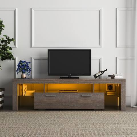 Simple Modern TV Cabinet, Floor Cabinet with LED Lights