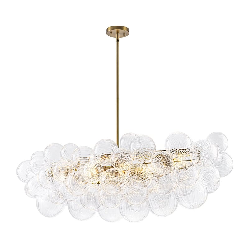 Glam 6-Light Waxing Crescent Striped Glass Cluster Bubble Chandelier - 47.2 in