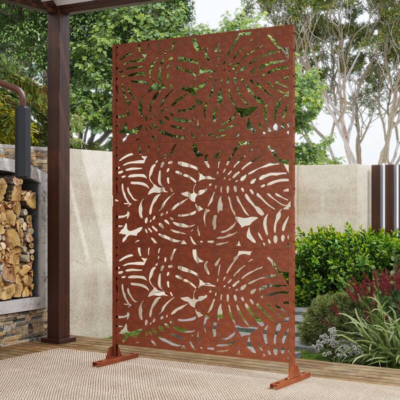 75'' x 47'' Privacy Metal Screen Fence Panel Leaf Blade Pattern