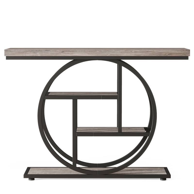 41.3" Industrial Console Table, 4-Tier Grey
