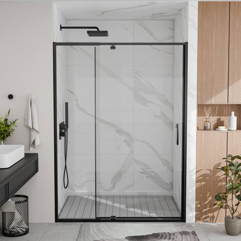 Modland 44-48"x71'' Adjustable Pivot Shower Door - Auto-Lift Hinge, Magnetic Seal, 6 Finishes for Uneven Walls - 48''x 71''