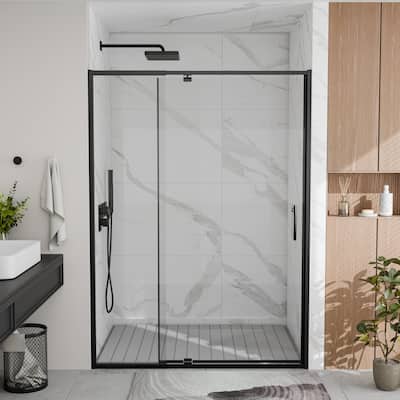 Modland 44-48"x71'' Adjustable Pivot Shower Door - Auto-Lift Hinge, Magnetic Seal, 6 Finishes for Uneven Walls - 48''x 71''