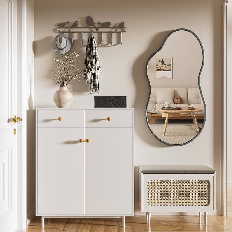 Asymmetrical Decorative Wall Mirror Irregular Aluminum Alloy Frame Bathroom Vanity Mirror - Black