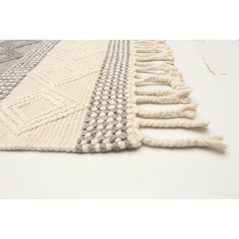 ECARPETGALLERY Braid weave Sienna Cream Wool Rug - 5'3 x 7'4