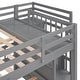 preview thumbnail 28 of 38, Full Over Twin & Twin Bunk Bed wGuardrails Wood Triple Bunk Bed, Low Platform Bed wBedend Drawer Space-saving Symmetrical Bed