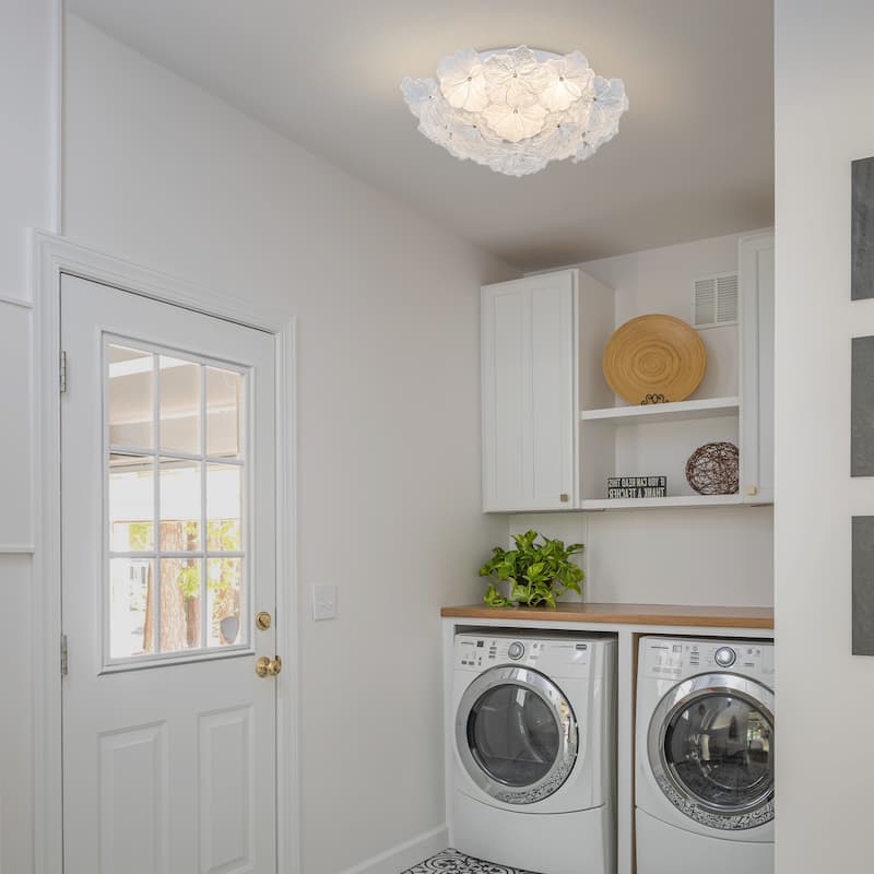 LED Flush Mount Ceiling Light with Clear and Frosted Glass Petal Design