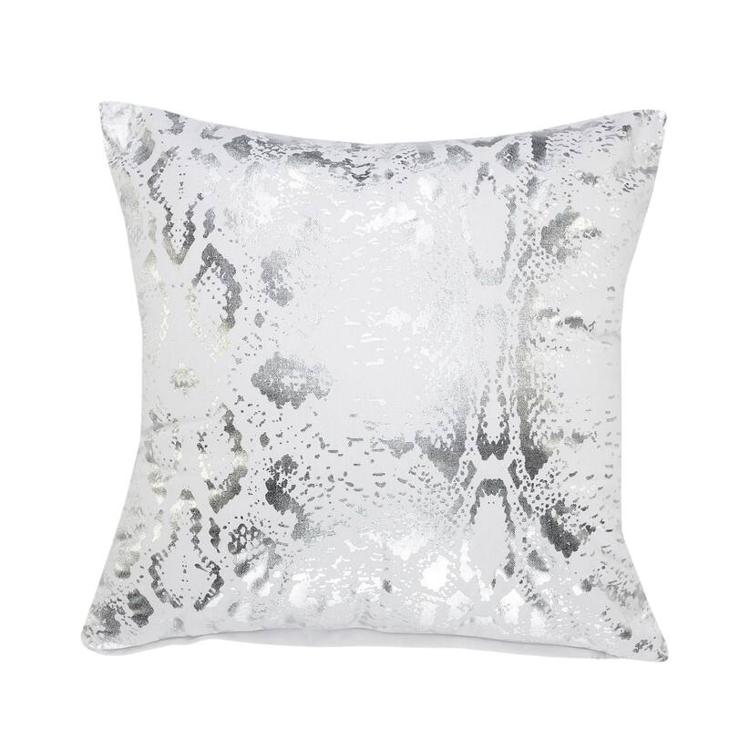 HomeRoots 20" X 20" White And Silver 100% Cotton Animal Print Zippered Pillow