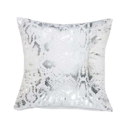 HomeRoots 20" X 20" White And Silver 100% Cotton Animal Print Zippered Pillow