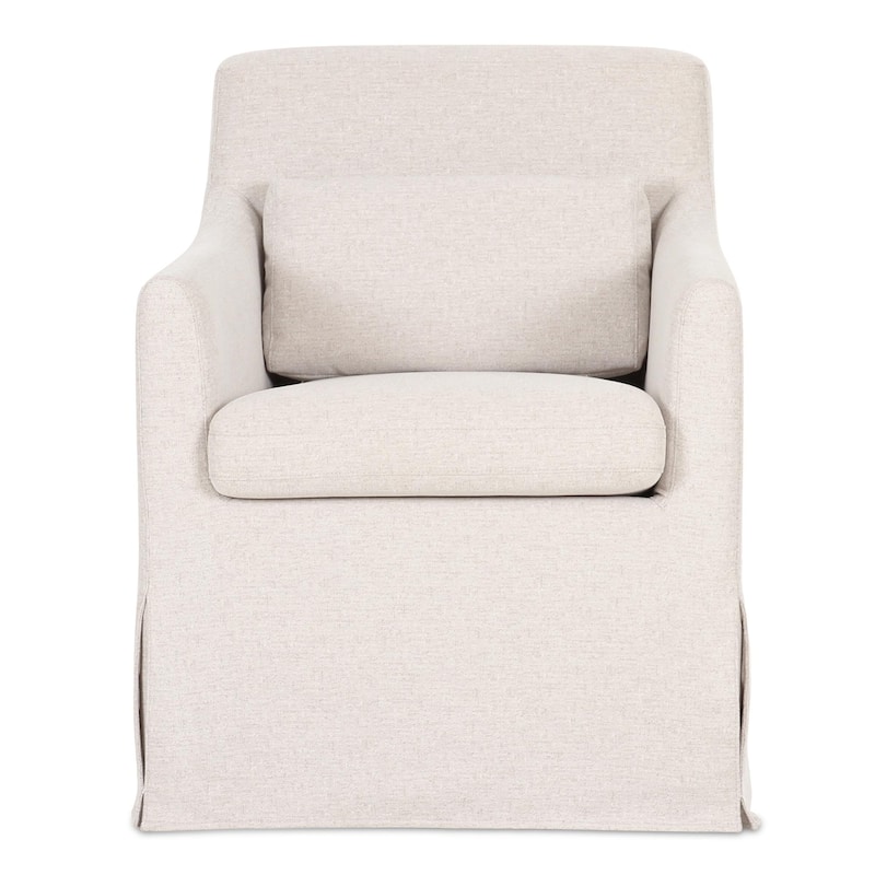 NADAAL STUDIOS Azalea, Slipcover Dining Chair With Lumbar Pillow - 26.75"W x28"D x34.3"H - Beige