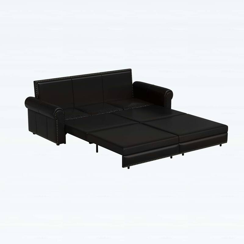 Pull Out Sofa Bed with Nailhead Trim & Rolled Arm,Multi-Functional for Living Room